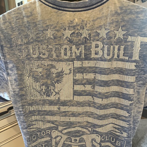 Faded Blue Affliction American Machine Motor Company Pullover T Shirt Sz M - Picture 6 of 15