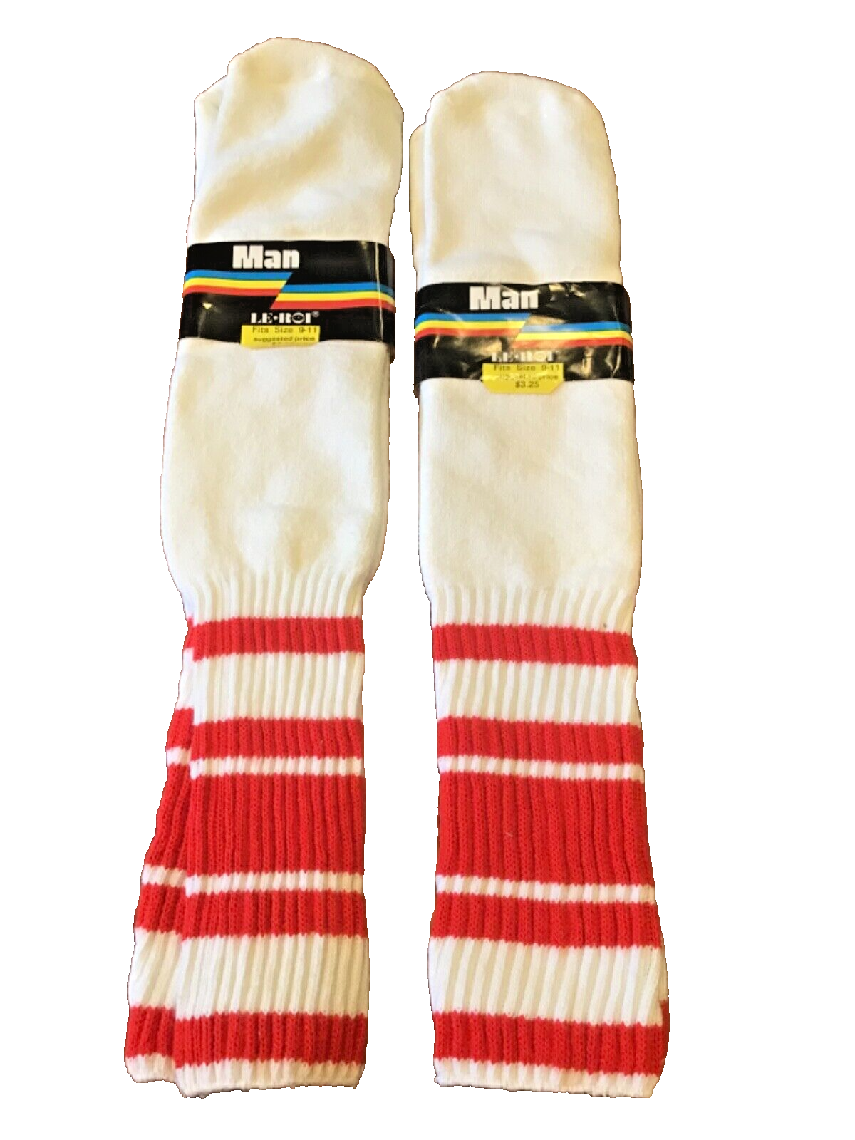 2 PR80sNWTLEROI RED ATHLETIC MENS STRIPED TUBE SOCKS 911PRINCETON