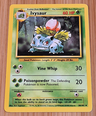Ivysaur # 30/102 (Bisaknosp) Uncommon Base Set 1999 Pokemon EN Near Mint Vintage