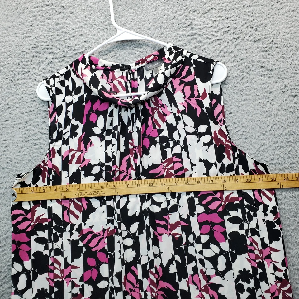 Camiseta sin mangas Vince Camuto para mujer grande multi floral detalle pintuck sin mangas cuello redondo Foto 4 de 4