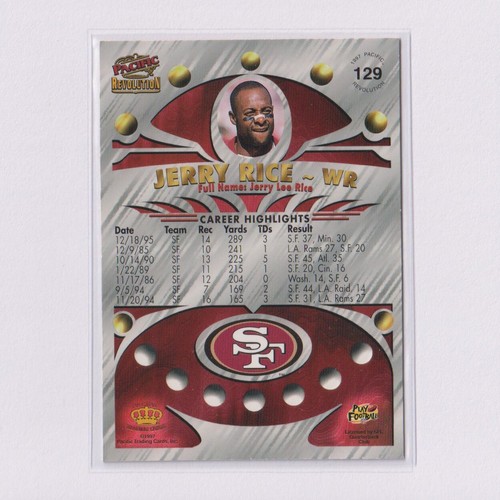 1997 Pacific Revolution #129 Jerry Rice - Picture 2 of 2