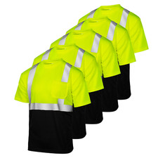 5 Hi Vis T Shirt ANSI Reflective Safety Short Sleeve two tone class 2 type R