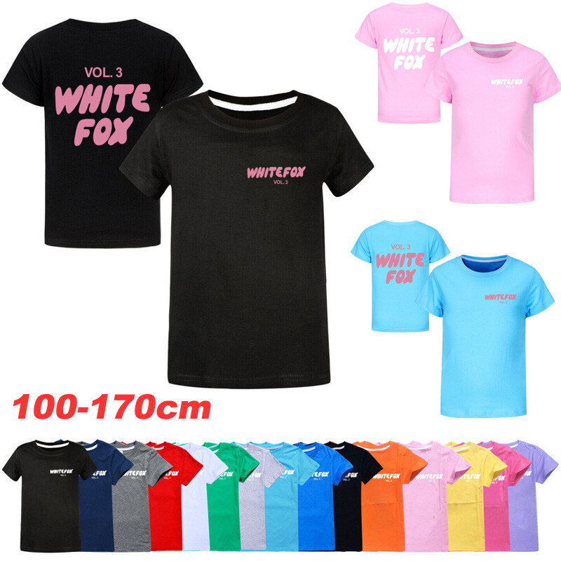 Kinder Mädchen Weiße Jungen Füchse Baumwolle Casual Kurzarm T-Shirt Tops 2-13J. Kinder Mädchen Weiße Jungen Füchse Baumwolle Casual Kurzarm T-Shirt Tops 2-13J.