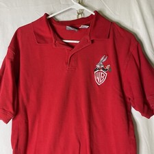 Vintage 1994 Looney Tunes Bugs Bunny Warner Bros Red Polo Golf Shirt