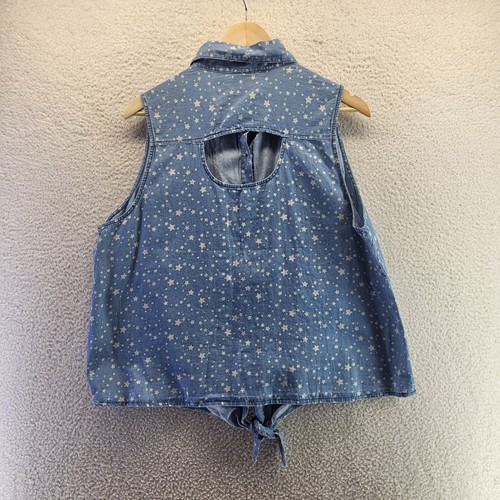 NUEVA Camisa Cato Para Mujer 1X Azul Abotonada Sin Mangas Cuello Estrellas 100% Algodón - Imagen 13 de 14