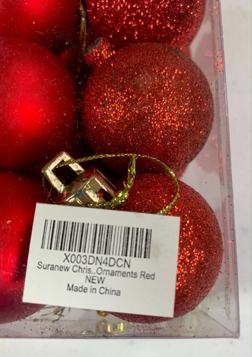 Suranew RedChristmas Balls 30 pcs 1.57-Inch Christmas Tree Decoration Ornaments - Picture 2 of 5