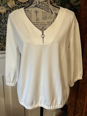 Comma Shirt Oberteil 3/4 Ärmel Elfenbeinfarben Tunika Gr.38 NEU