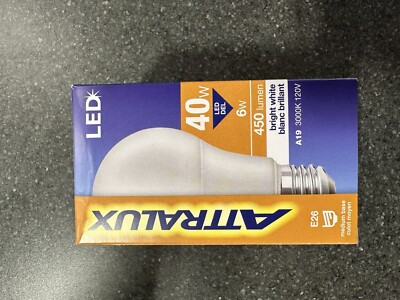 Attralux/Phillips LED A-19 6W 450L 30K MED NON-DIMMABLE - 6 pcs (600210)