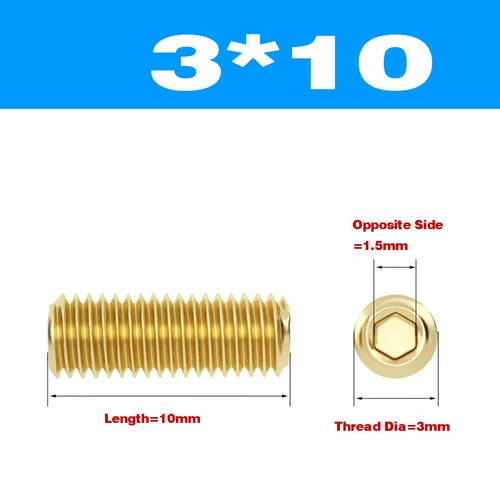 Brass Metric Screw / Headless Hexagon Socket Set Screw M2M3M4M5M8-M12 - Picture 29 of 86