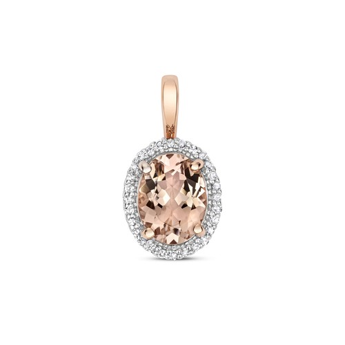 Orecchini A Orecchino In Oro Rosa 9kt Con Morganite Ovale 0,44ct E Diamanti - Gemondo