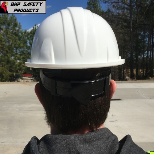 Weißer Schutzhut im Cap-Stil mit Hi-Vis Limette Weste Konstruktion - Bild 8 von 8