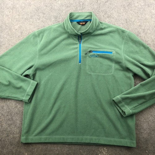 Orvis Pullover Men XL Green Blue 1/4 Zip Trout Bum Hiking Outdoors Knit
