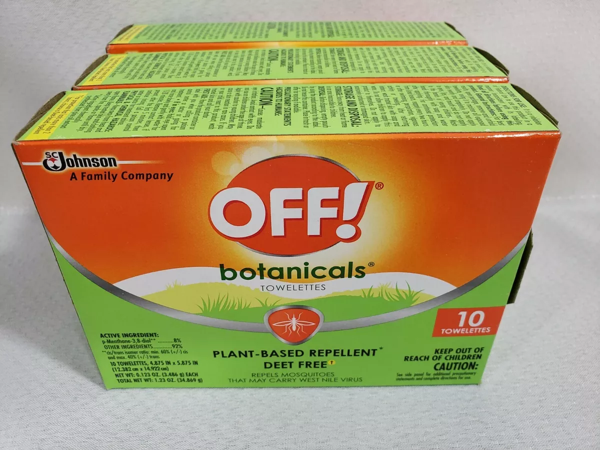 6x OFF Botanicals Towelettes Plant Based Mosquito Insect Repellent Wipes 10 Ct