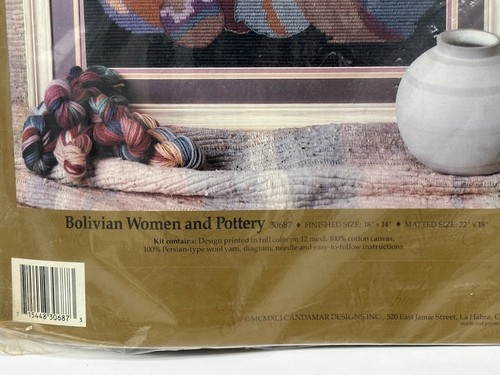 Vtg 1991 Something Special Stamped Needlepoint Bolivian Women & Pottery 30687 - Picture 3 of 4