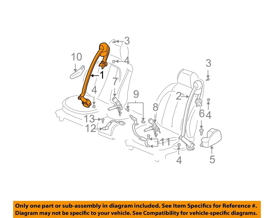 Used Front Right Seat Belt Front fits: 2001 Cadillac Deville bucket-bench passen Foto 3 de 4