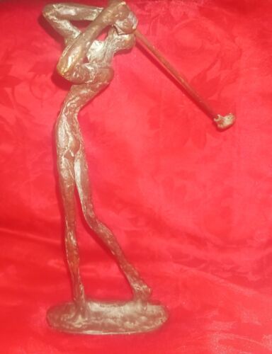Bronze Golfer 9.5" Vintage Sculpture with Light Patina, Modernist Abstract - Picture 1 of 7
