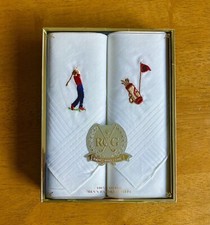 Royal Country Golf RCG Mens Golfer  Golf Clubs White Cotton Handkerchiefs Set
