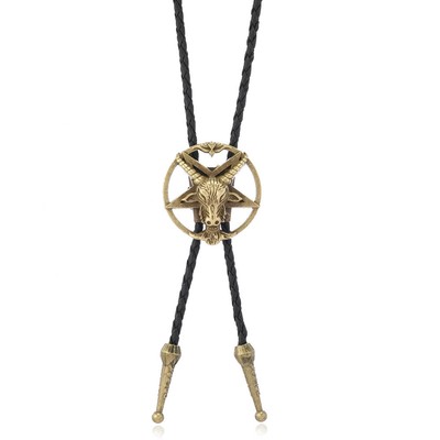 Men Vintage Bolo Tie Silver Moose Astrolabe Wedding Necklace Alloy WesternCowboy