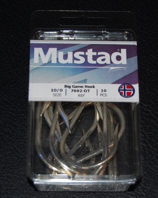 10 Mustad Big Game 7692DT Size 10/0 Tarpon and Tuna Hooks 7692DT-100 Duratin