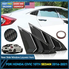 Carbon Fiber Racing Rear Side Window Air Vent Louver-For 16-21 Honda Civic Sedan