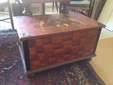 ::TRUHE FLACHDECKELTRUHE BAUERNMÖBEL VINTAGE ANITA 1955 RUSTIKAL ANTIK KIEFER