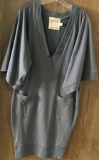 Beau Soleil Dress V-Neck Sweatshirt Cotton Gray Size S