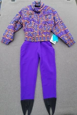 Vintage Tyrolia Skiwear Head Size 10 Multicolor Stirrup One Piece Ski Snow Suit