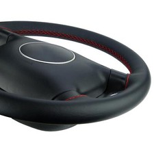 Housse De Volant Couvre Volant En Cuir Pour VW Polo 6R Noir Couture Rouge