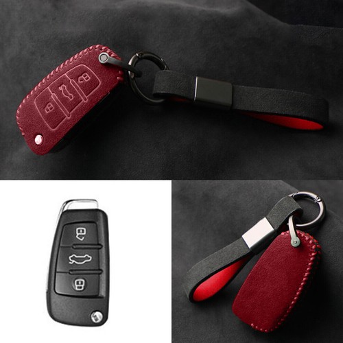 Full Suede Covered Key Fob Remote Protector Holder Cover Case For Audi Q5 Q7 Q8 - Picture 6 of 8