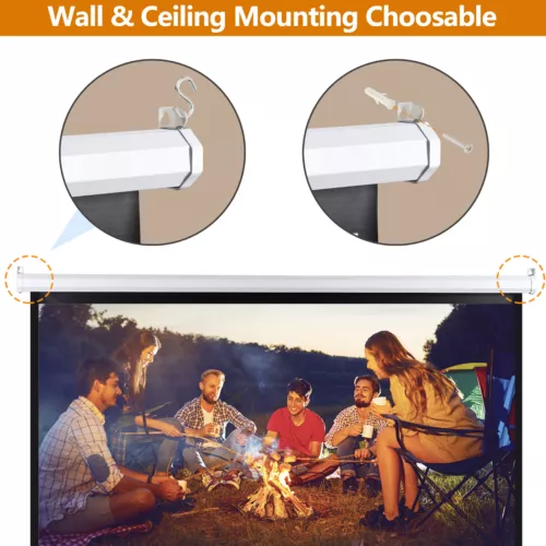 72''/80''/100''/119'' Projector Screen Pull Down Projection Screen Home Theater - Picture 60 of 89