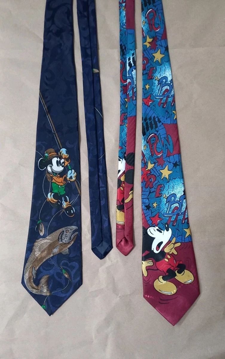 Vintage 1990's Mens Ties X 2 Mickey Mouse Disney Character Novelty 
