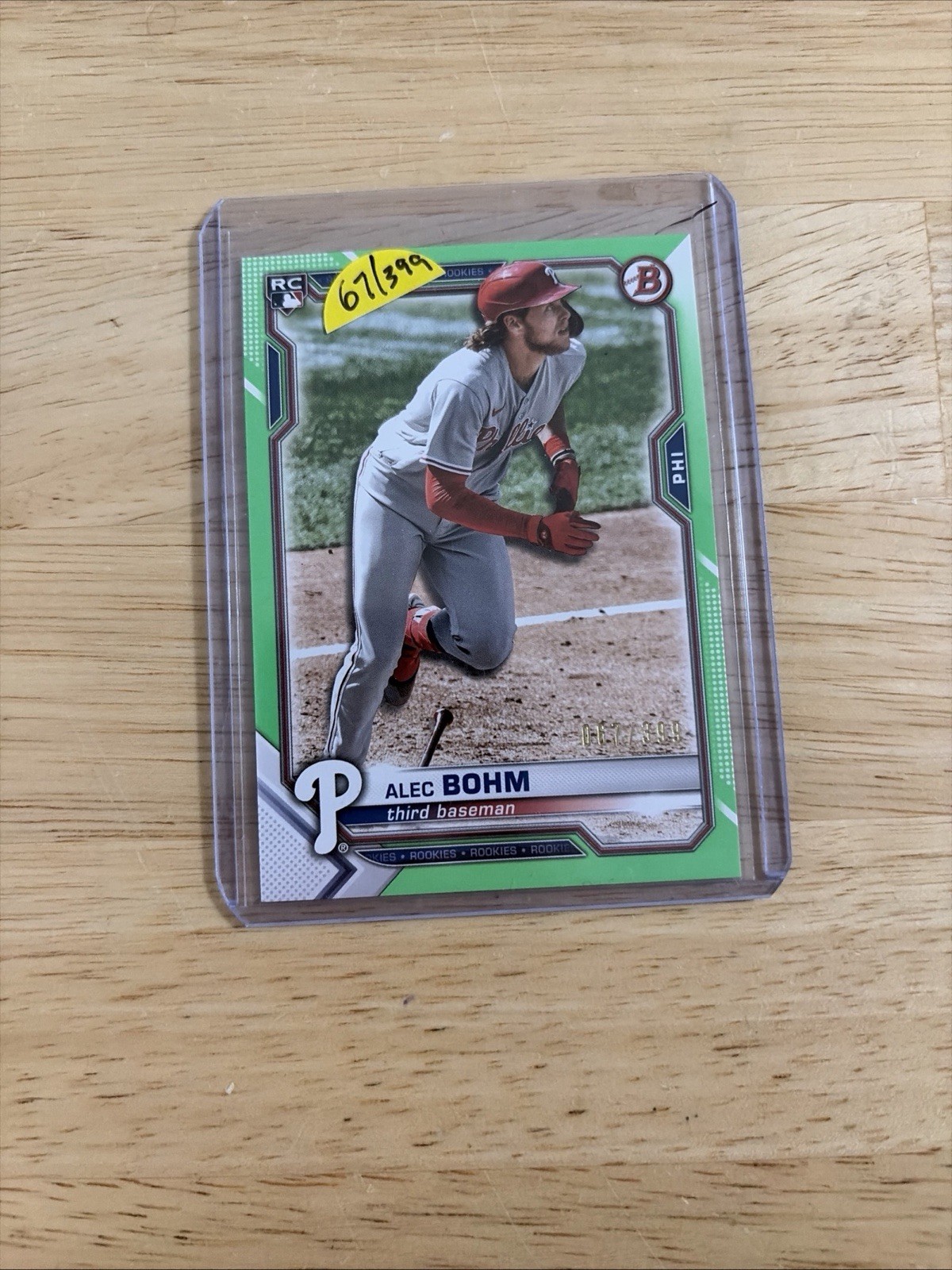 ALEC BOHM 2021 Bowman GREEN /399 RC #2 Rookie Card Neon Phillies MINT