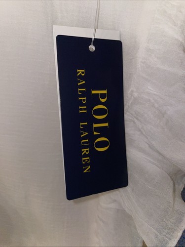NEW $39 POLO RALPH LAUREN Girls Sz 5 White And Blue Ruffle Shirt Pearl Buttons - Picture 4 of 8