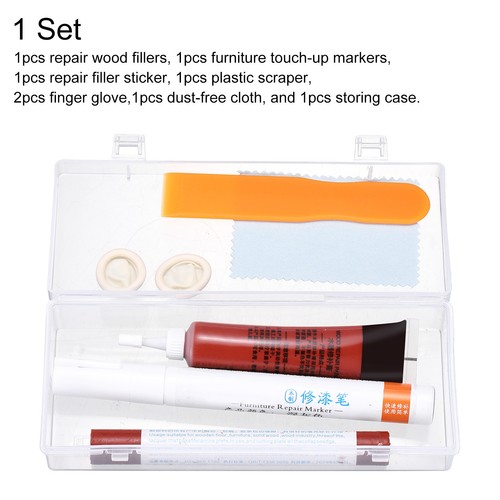 Wood Furniture Repair Kit Wood Markers Touch Up Kit for Scratches, Red Brown - Imagen 3 de 7