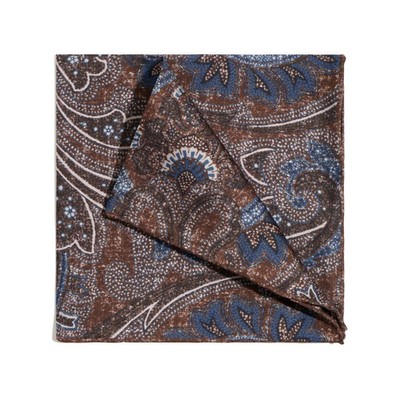 Men's Artisan 12'' Silk Pocket Square Hand Rolled 30cm Vintage Paisley Floral