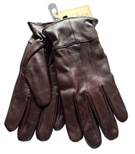 Mens Gloves Size L Large Genuine Leather Soft Brown Wool Lined Driving Winter
