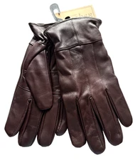 Mens Gloves Size L Large Genuine Leather Soft Brown Wool Lined Driving Winter