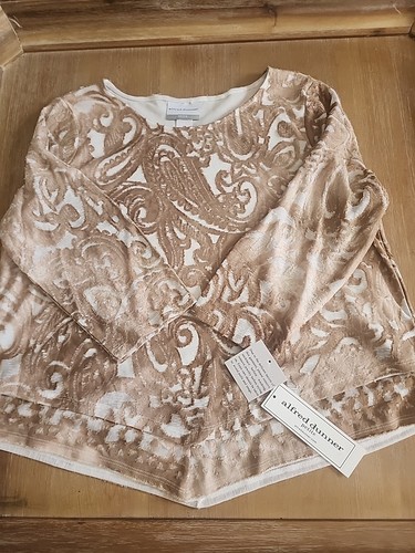 Alfred Dunnner Top Mulberry Street Knit RAISED MESH TOP Med Petite New Lt Brown - Picture 2 of 11