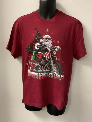 Harley Davidson Men's Christmas Santa Rider Short Sleeve T-Shirt Red 3003195 - $38.00