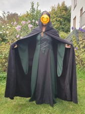 Kapuzenumhang Mittelalter Fleece schwarz 38-42 Umhang Mantel LARP Gothic TOP!