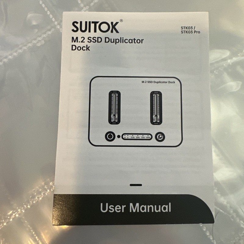SUITOK Dual Bay M.2 NVMe SSD Cloning Docking Station