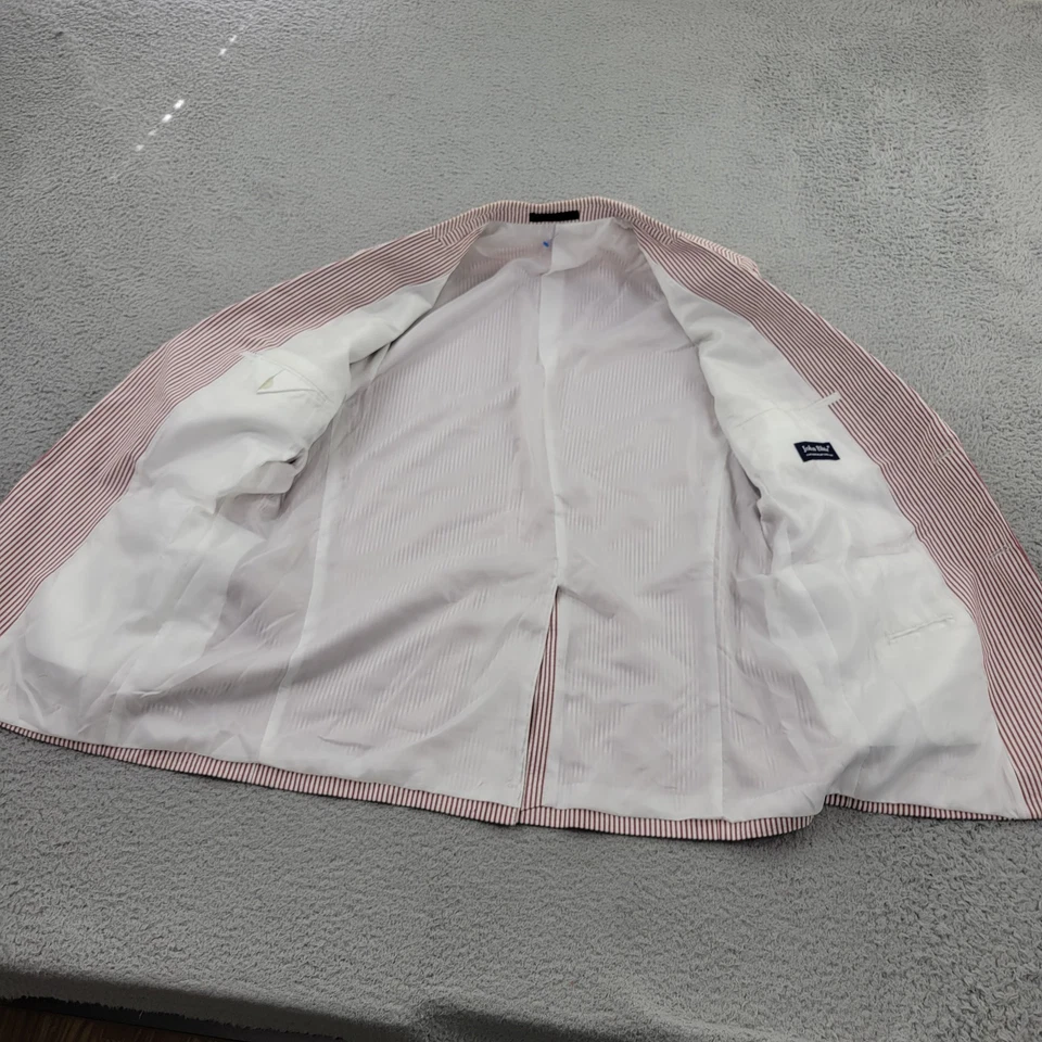 Blazer John Blair Seersucker Para Hombres 44R Rojo Rayas Traje Chaqueta Abrigo Deportivo Foto 3 de 4