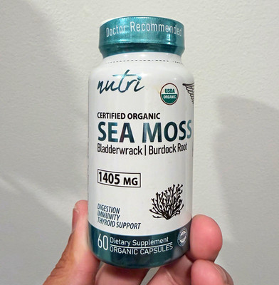 nutri Organic Sea Moss Bladderwrack Burdock Root 1405mg 60 Capsules