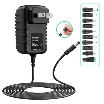 6V 2A AC/DC Power Adapter Cord with 10 Replacement Plug Tips