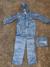 Frogg Toggs Polly Woggs Kids Rain Suit - Large - Blue - Brand New W/Carry Bag
