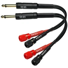 CESS-094 Solderless 1/4-Inch TS Plug Adapter Terminal, 1/4" TS to Banana Fema...