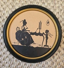 VTG C&A Richards "The Love Letter" Profile Framed Miniature Art Circular 1931 