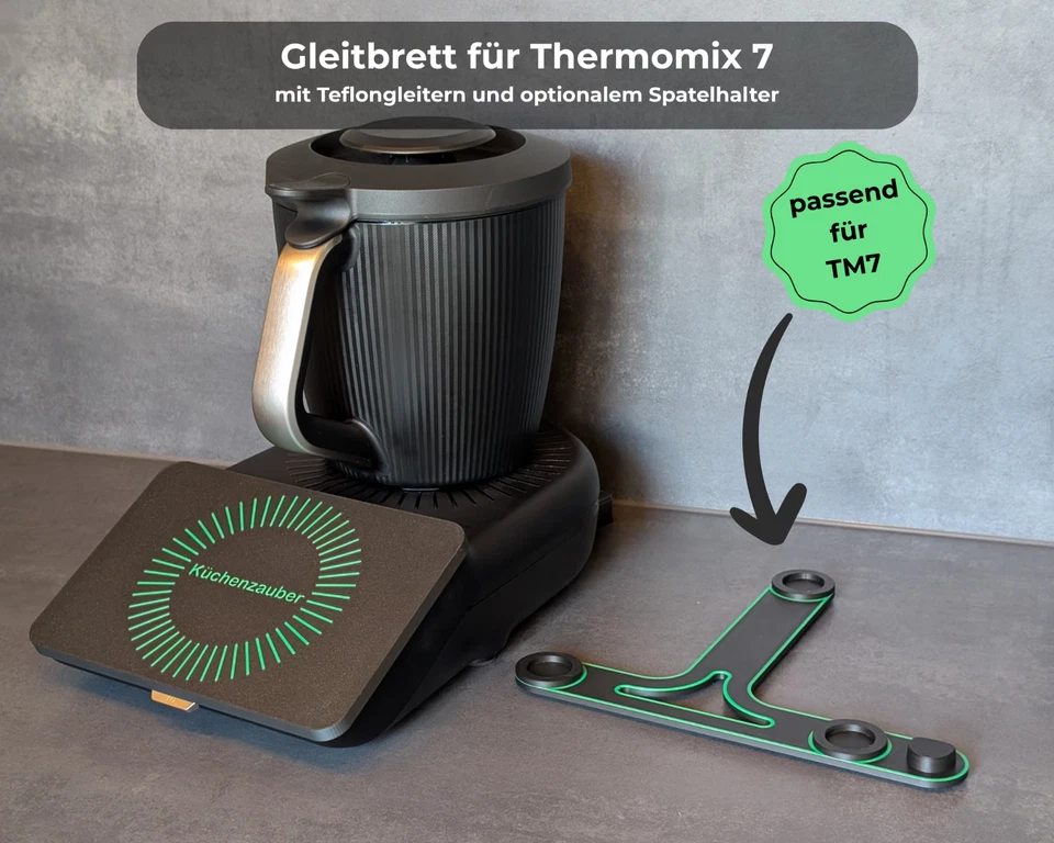Gleitbrett für Thermomix TM7 – mit Teflongleitern – Schonung der Waagefunktion