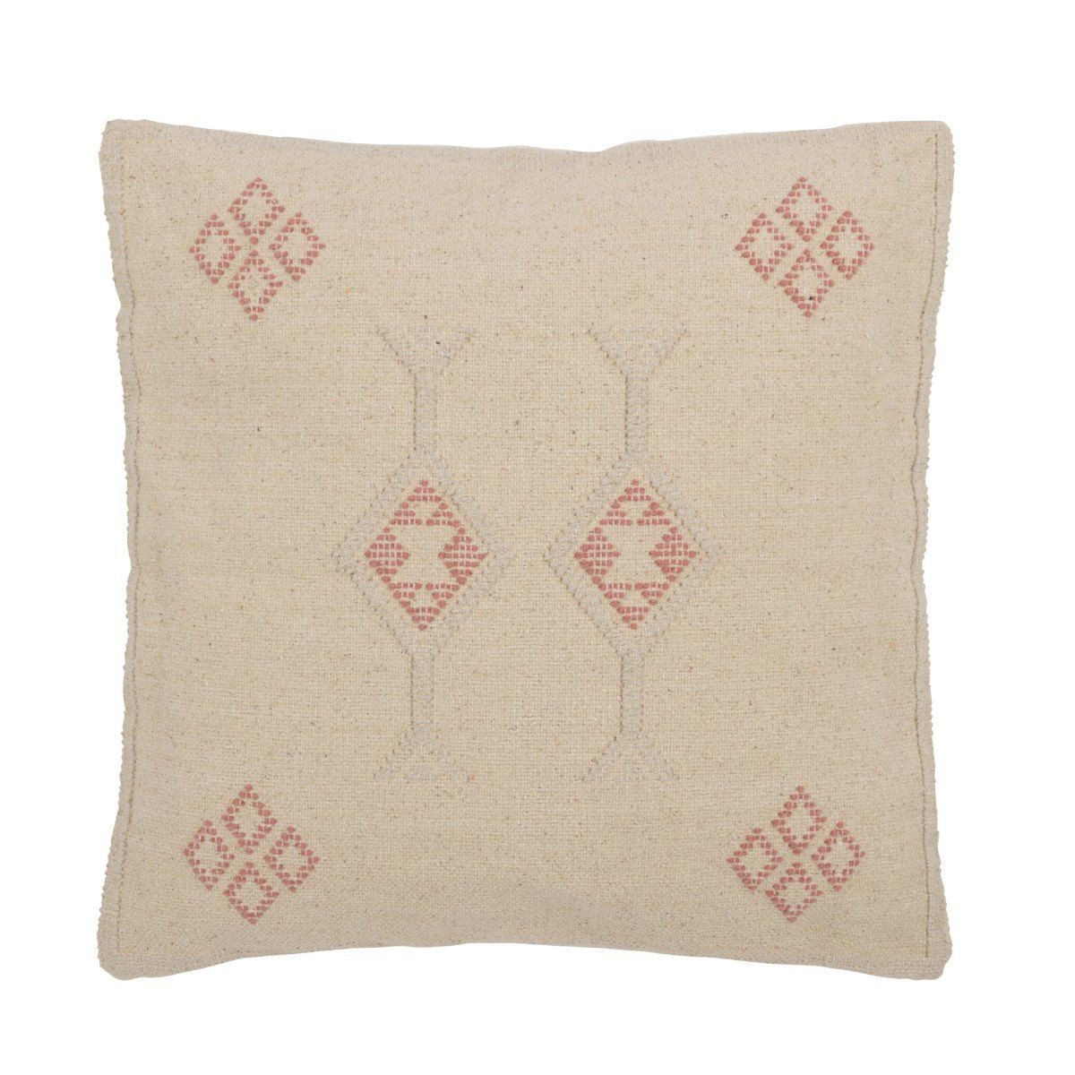 Coussin design diamants 45x45cm crème rose déhoussable pour raviver un salon terne