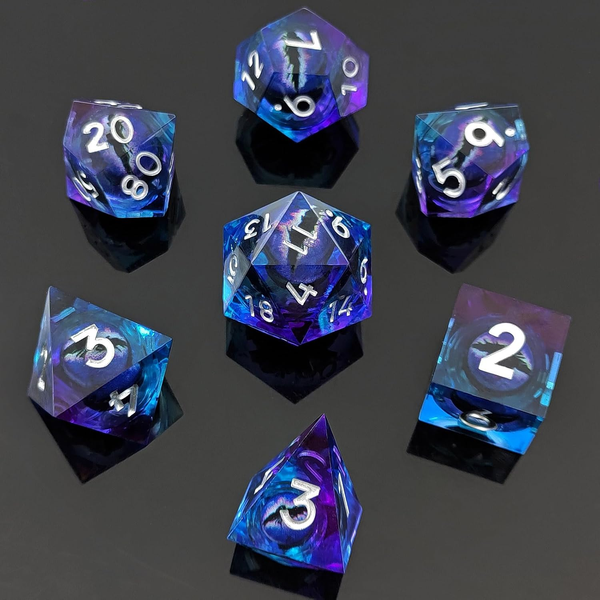 Oruza 7 StüCk Drachenauge Polyedrische Harz SpielwüRfel Dnd WüRfel Set D&D WüRfe-image